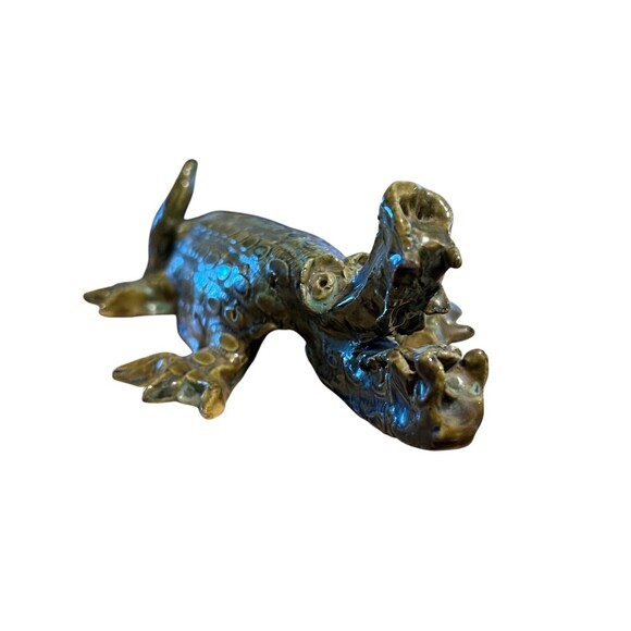 Handmade Green Alligator / Croc Glazed Figurine  Artsy  Abstract  Unusual - Picture 4 of 10